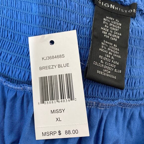 NWT Design History XL Breezy Blue Strapless Maxi Dress Flower Applique Smocked - Picture 6 of 7